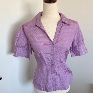 Apt. 9 Lilac Dot-Texture Button Down Top